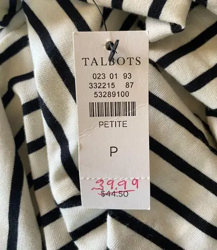 Talbots The Talbot Tee women's petite P black and white stripe turtleneck NWT