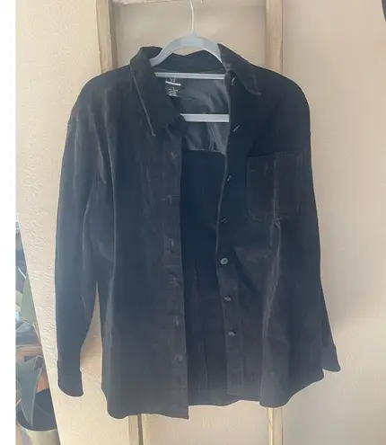 New Frontier Genuine Leather Black Suede Jacket Womens M Vintage Shacket Size M