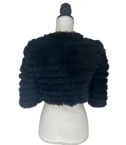 BCBGMAXAZRIA  100% Rabbit Fur Sophiana Jacket in Black