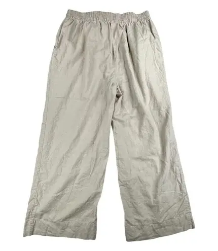 Sunny Leigh Linen Blend Casual Pants Women's L Beige Wide Leg Lagen Beachy Boho