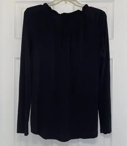 Pleione  Black Jersey Long Sleeved Top with tie accent