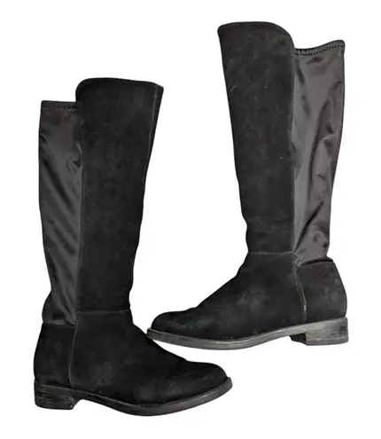 Blondo Ellie Black Waterproof Suede Knee High Stretch Calf Flat Riding Boots 9.5