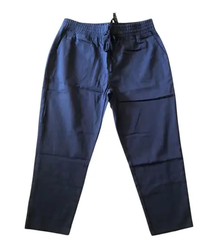 Area Stars NWT Women’s Navy Blue Ali Cropped Drawstring Cut Hem Pants Large