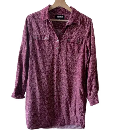 Brooklyn Industries Maroon Flannel Shirt Dress Size Medium cottagecore rustic Brown