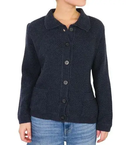 NINO COLOMBO Italy Merino Wool Knit Sweater Navy Blue Small Designer