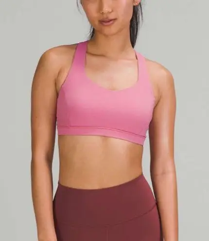 Lululemon Free To Be Serene Sports Bra Size 4 Pink Blossom Gold Logo