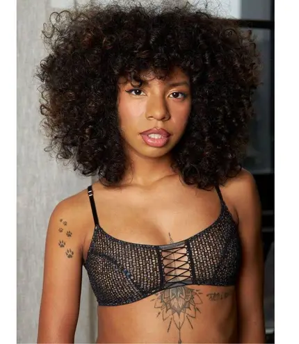 ✨Savage X Fenty DISCO LACE UP SZ MEDIUM BRALETTE✨ Black