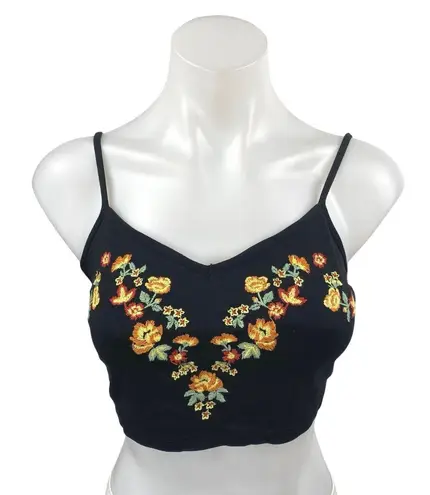 Miss Selfridge Black Floral Embroidered Sleeveless Cami Camisole Crop Tank Top 4