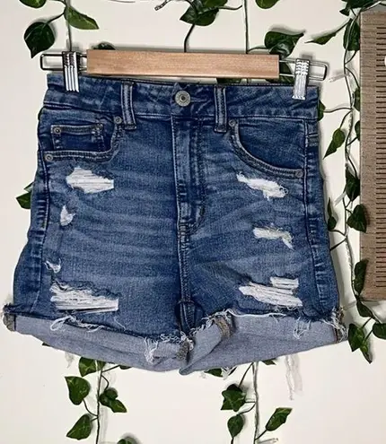 American Eagle  Curvy High Rise Shortie Denim Shorts