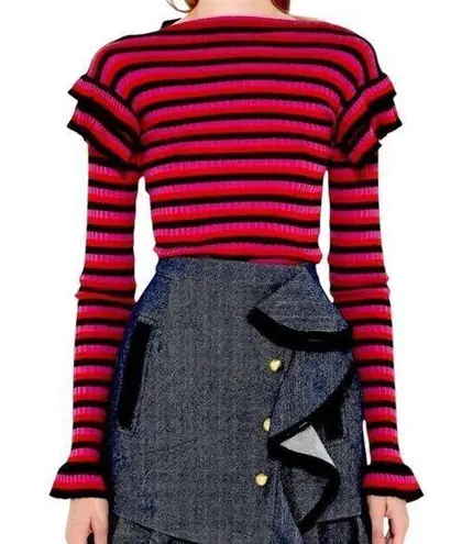 Philosophy Di Lorenzo Serafini Ruffle Sleeve Striped Sweater