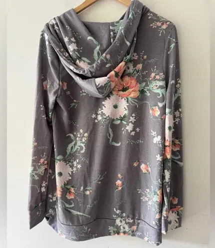 Gray Floral Hoodie