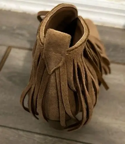 Beast Fashion Tan Western Style Suede Fringe Booties