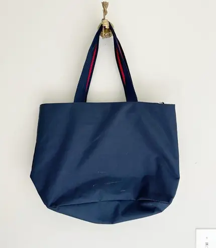 Nautica  Zip Top Embroidered Navy + Red Preppy Oversized Tote Bag