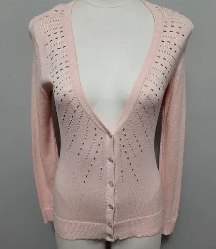 Ny&co NY& pastel peach beaded long sleeve cardigan size xs