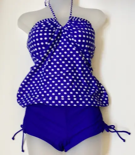 Hula Honey New Royal Blue Polka with Royal Blue Boyshorts A80