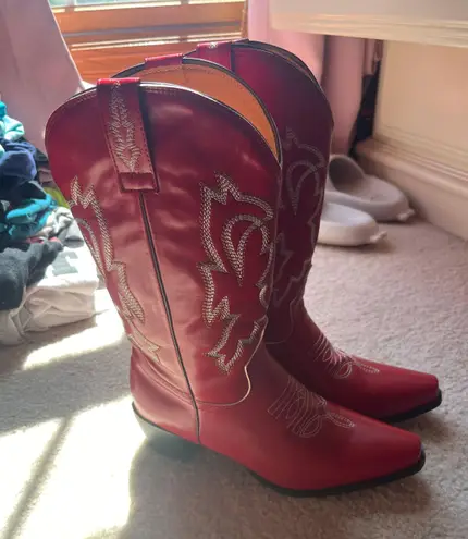 Red Cowboy Boots Size 8