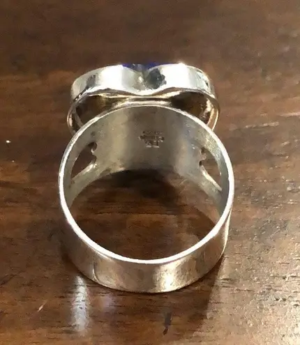 Sterling Silver JAY KING DTR Lapis Lazuli Heart Shaped Cabochon Ring Sz 8-3/4