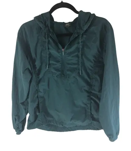 Avia Half-Zip Hooded Windbreaker Jacket Pockets Lightweight Nylon Green S