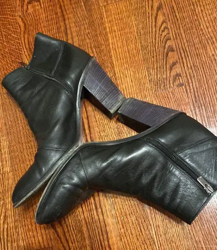 Vince Black Leather Heeled Booties