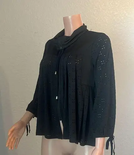 cupio  Short Sleeve Sweater Black See Through Open & Loose Knit SMALL NWT #104