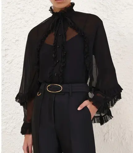 Zimmermann Illuminate Cape Shirt in Black 1 AU / 6 US
