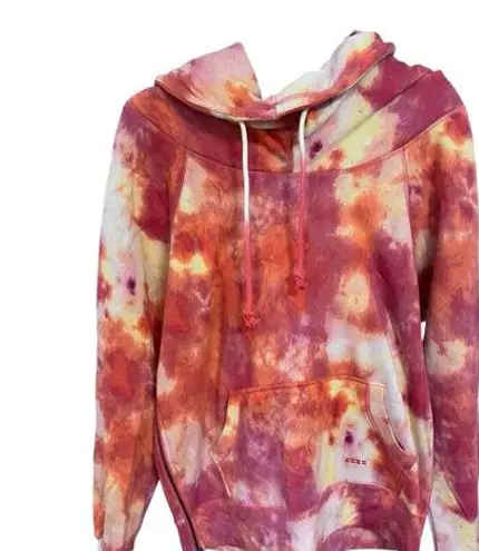 Peace Love World Hoodie Tie Dye Long Sleeve Size Medium Oversized Pink Orange