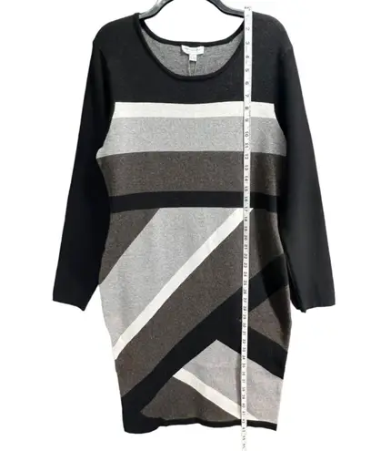 Katherine Barclay Dress Womens Large Knit Sweater Geometric Striped Career NWT