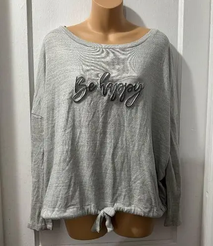 secret treasures Be Happy Grey Long Sleeve Top with Front Knot in M