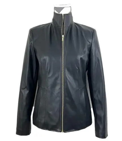 Cole Haan  Wing Collar Faux Leather Coat - Size S