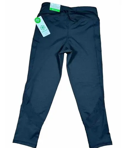 Gaiam Om Mesh Yoga Capri Compression Workout Bottoms Pants Black Size Small New