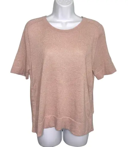 Akris Punto Lurex Knit Short Sleeve Metallic Rose, Blush Knit Top 10