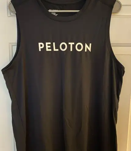 Peloton Womens Black Sleeveless Workout Tank, Cycling, Exposed Stitching