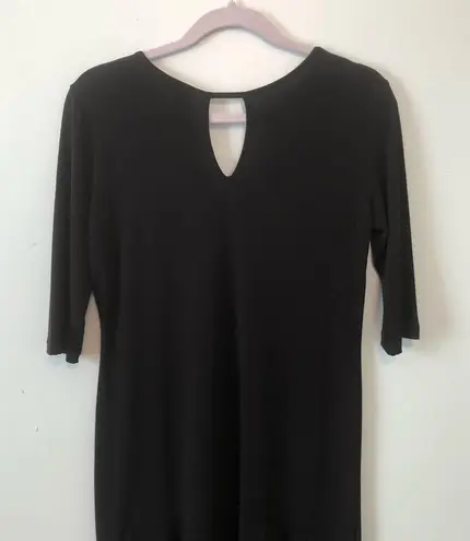 Clara Sun Woo Dress Black 3/4 Sleeve Swing Dress w/ Keyhole Back Sz XS EUC LBD