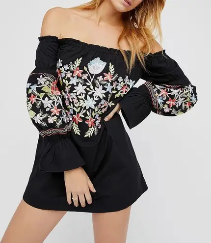 R.vivimos Womens Floral Embroidered Off Shoulder Long Sleeve Short Dresses