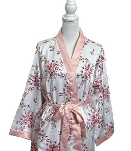 Morgan Lane Allie Floral Robe Women’s Size S/M Blush Charmeuse Belted