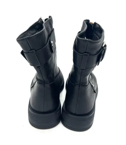 Genuine Leather Fur Boots Ankle Booties Zipper Booties Slip On Shoes Winter Shoes Tall Boots Combat Boots Black Size 6