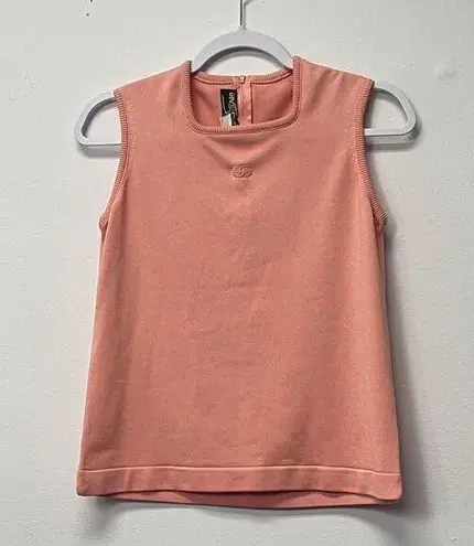 Givenchy Vintage Women's 36 Sleeveless Square Neck Tank Top Ribbed Summer Peach
