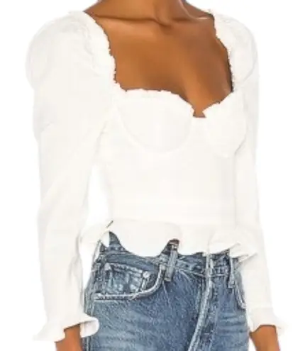 Majorelle NWT Corrie Long Sleeve Corset Top Ivory Size Small Coquette Milk Maid