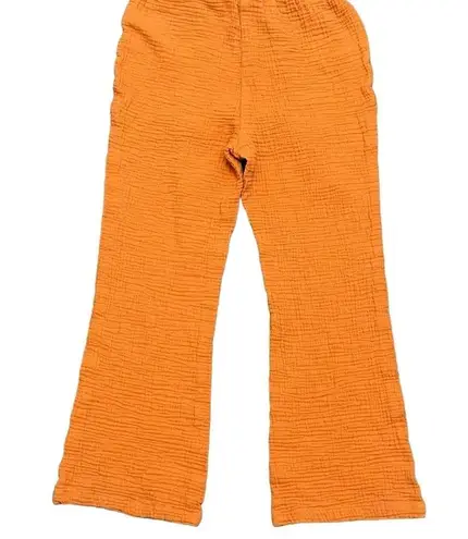sincerely jules High Rise Gauze Womens Slub Knit Cropped Wide Leg Pant Orange S