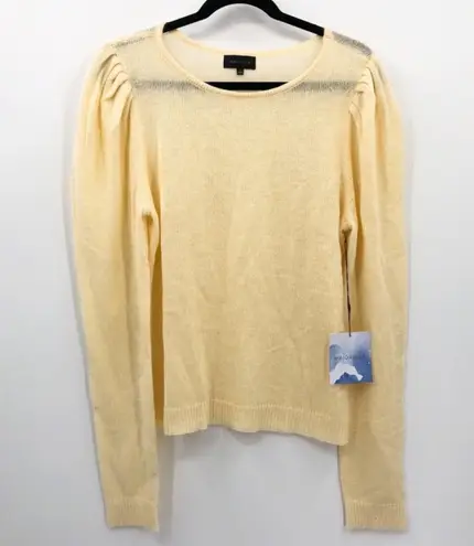Majorelle Revolve Yellow Long Puff Sleeve Knit Sweater Round Scoop Neck XL NEW