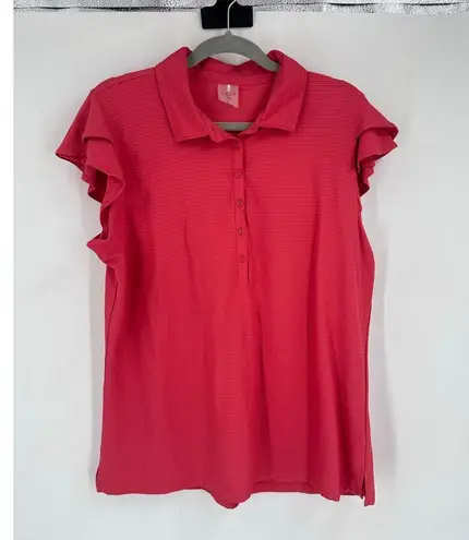 Calia Women's Apricot Pink Aura Honeycomb Flutter Sleeve Golf Polo Shirt Size XL