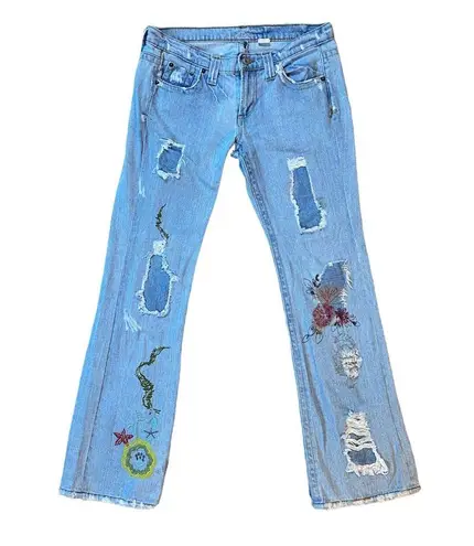 Bebe Vintage Y2K  Distressed Patchwork Embroidered Jeans