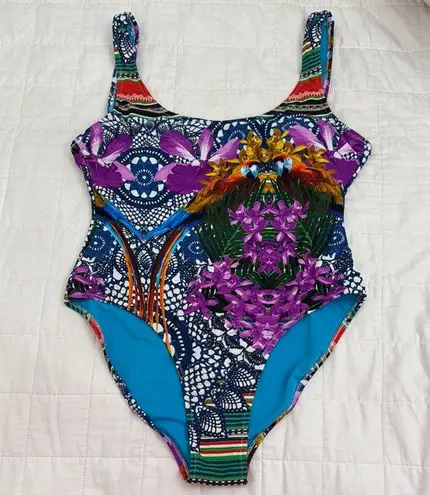 Tinibikini parrot tropical print One Piece Swimwear Sz L