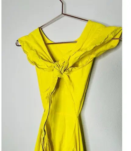 MARISSA WEBB COLLECTIVE Yellow Poplin Hourglass Waist Cutout Midi Dress Size 4