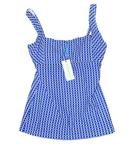 Sea Level Swim Checkmate Square Neck Tankini Swim Top Women’s Sz 8 Blue