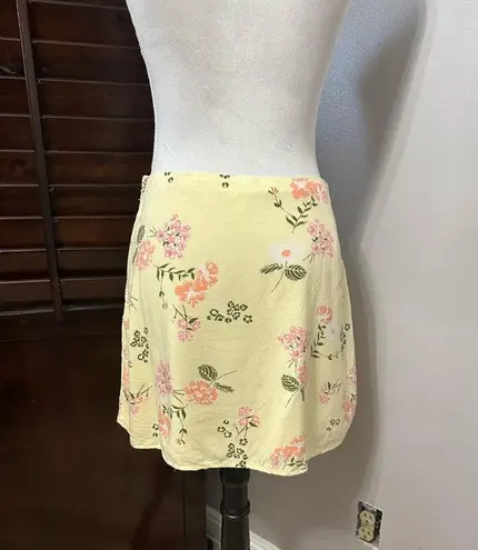 Abound  Womens Straight Skirt Multicolor Yellow Floral Mini Lined Side Zip M New