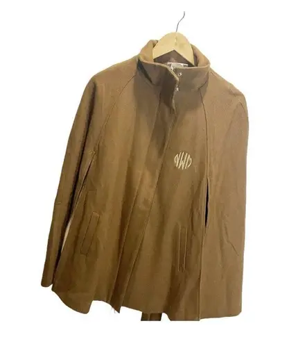 NEW Mark & Graham Charlotte Wool Cape S Tan Zip Snap Cape Coat, Fall Fashion Brown