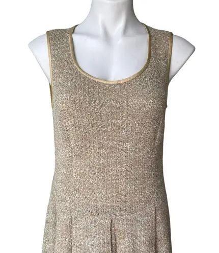 St. John Collection Sleeveless Textured Knit Dress Ecru, Sz 6 (missing belt)