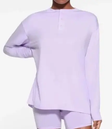 SKIMS SOLD boyfriend longsleeve Henley, Lily color, size Small, NWOT