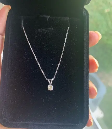 18k white gold chain with 14k gold solitaire charm